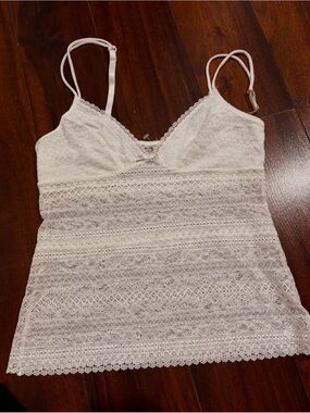 Lace V-Neck White Camisole with Adjustable Straps